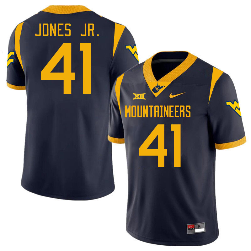 #41 Curtis Jones Jr. West Virginia Mountaineers College 2024 New Uniforms Football Jerseys Stitched Sale-Navy